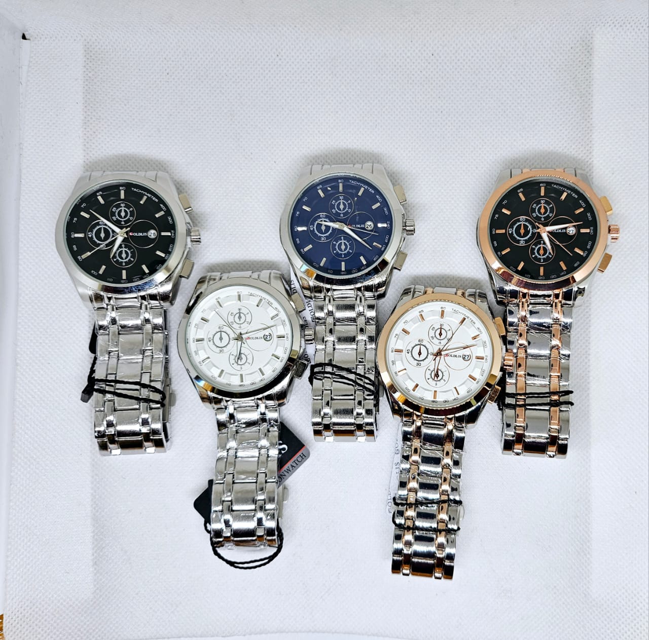 Goldis Model A – Chrono Black Dial (Silver Strap)